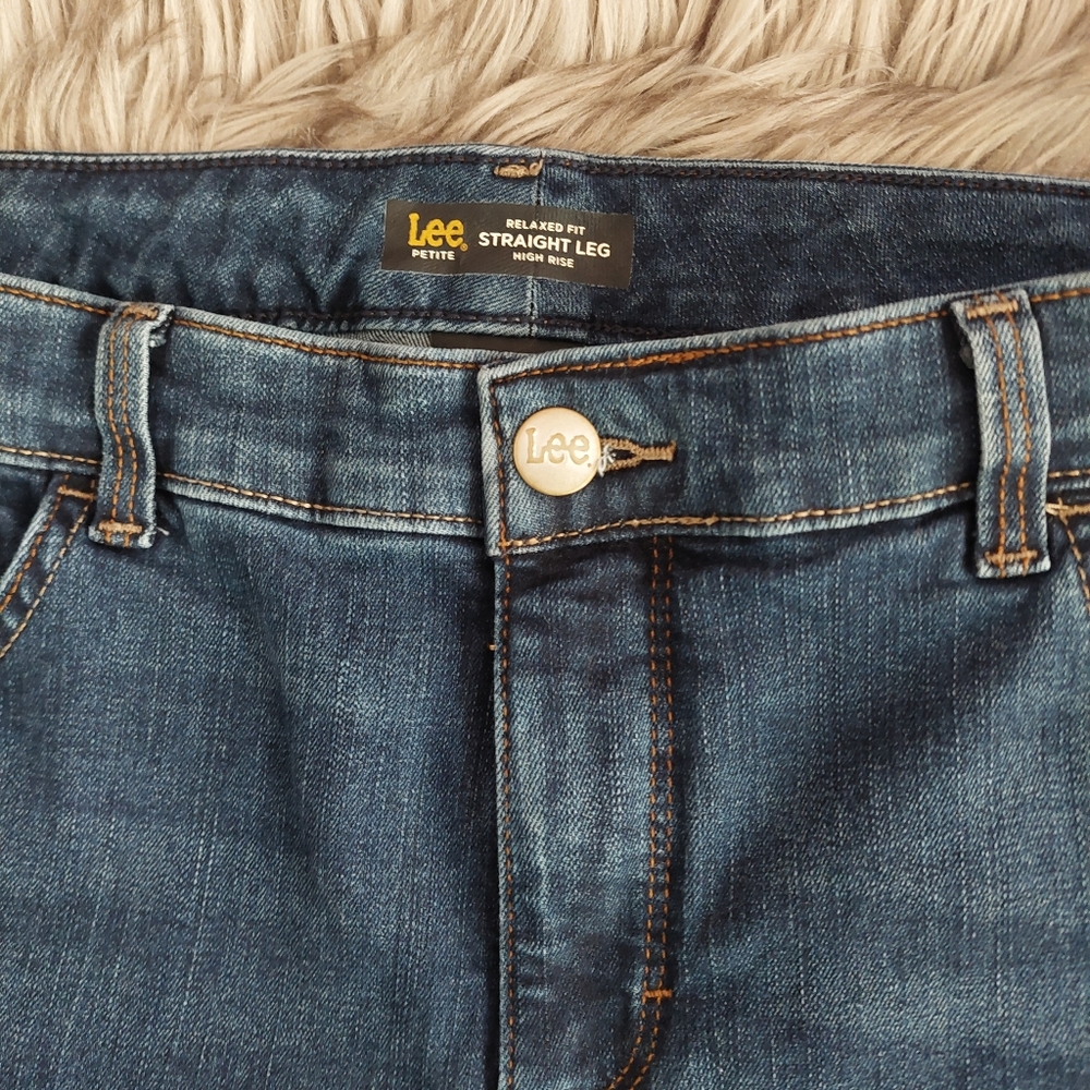 LEE Petite Relaxed Fit Size 16 Straight Leg High Rise Jeans